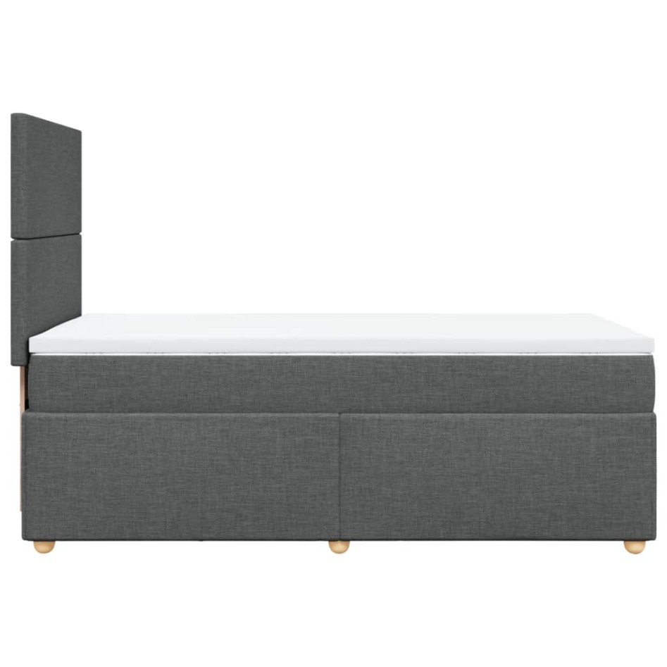 Cama box spring con colchón tela gris oscuro 80x200