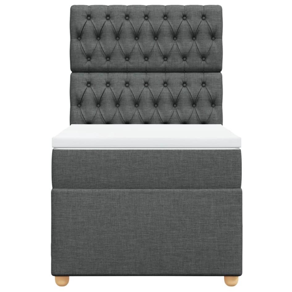 Cama box spring con colchón tela gris oscuro 90x190