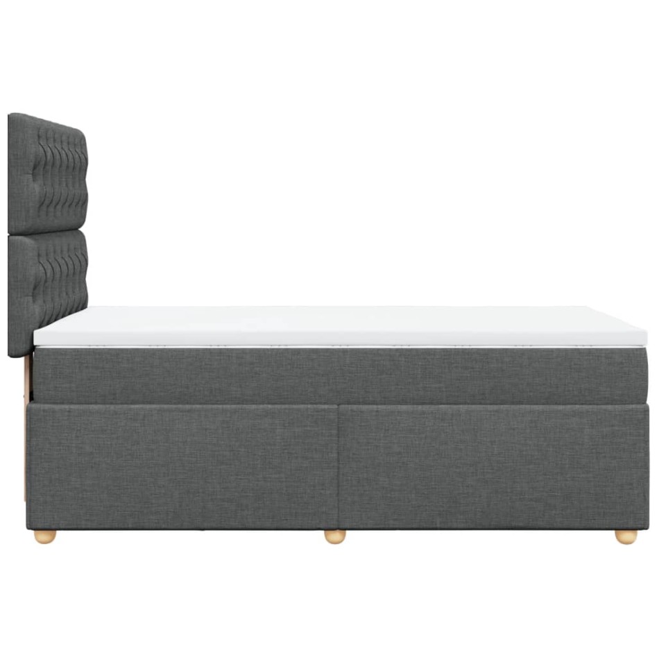 Cama box spring con colchón tela gris oscuro 90x190