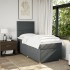 Cama box spring con colchón tela gris oscuro 90x200