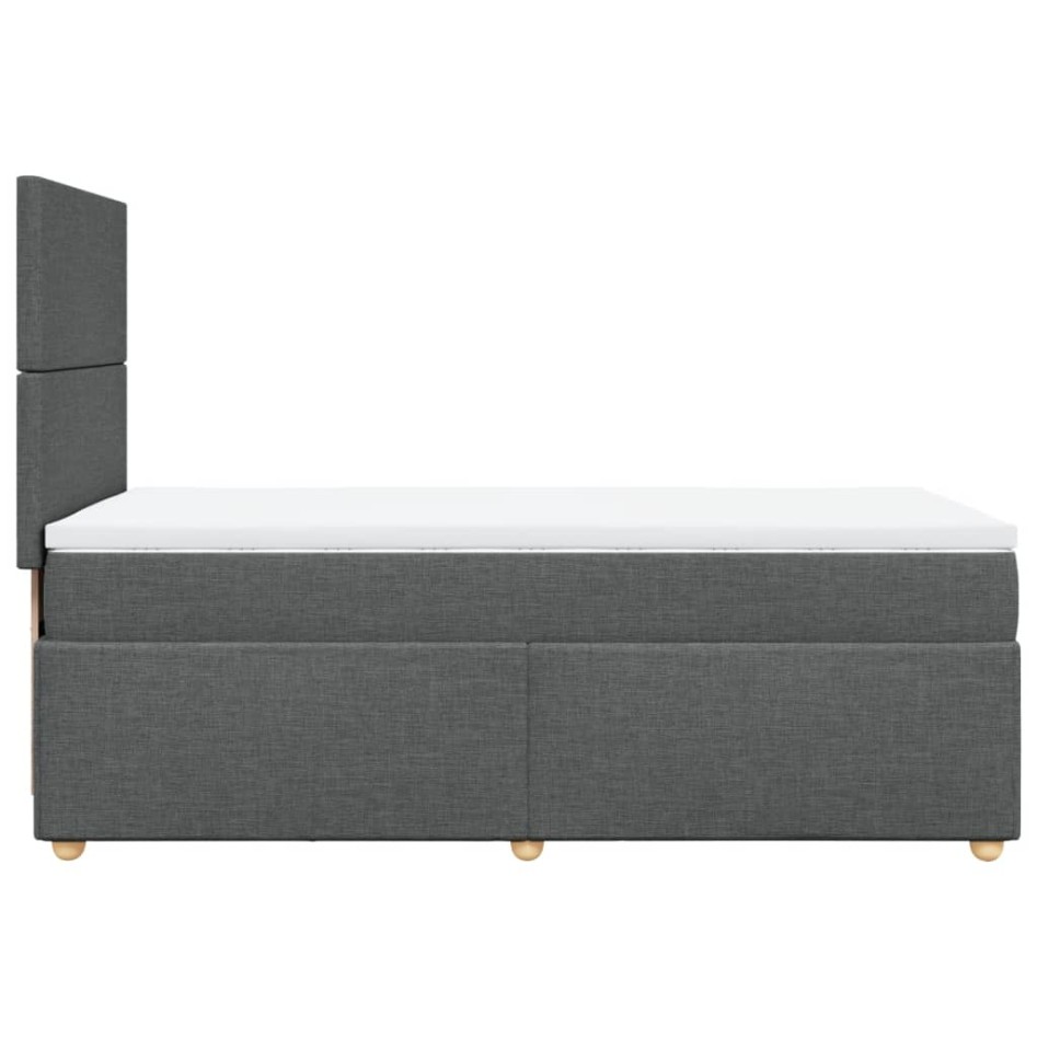 Cama box spring con colchón tela gris oscuro 90x200