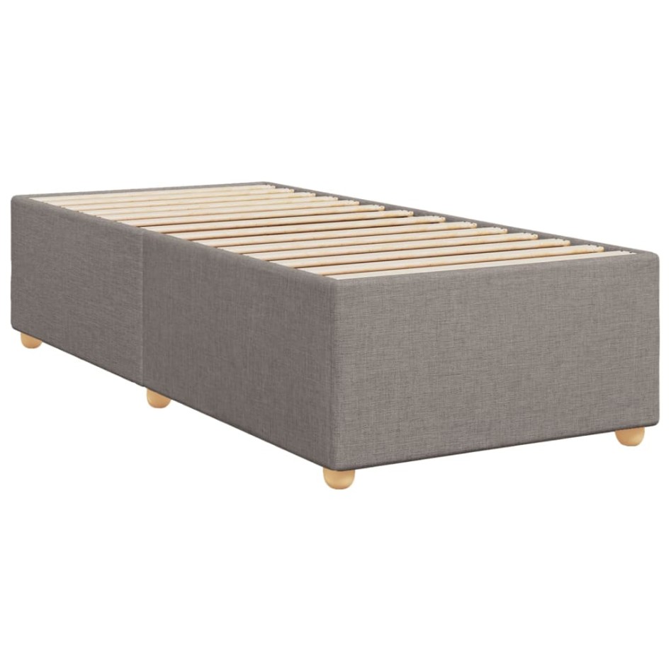 Cama box spring con colchón tela gris taupe 90x200
