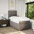 Cama box spring con colchón tela gris taupe 90x200