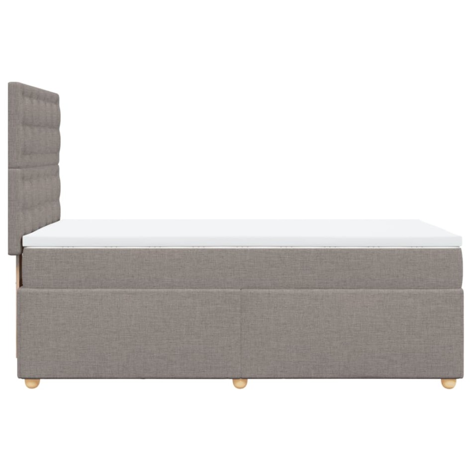 Cama box spring con colchón tela gris taupe 90x200