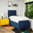 Cama box spring con colchón tela azul 90x200