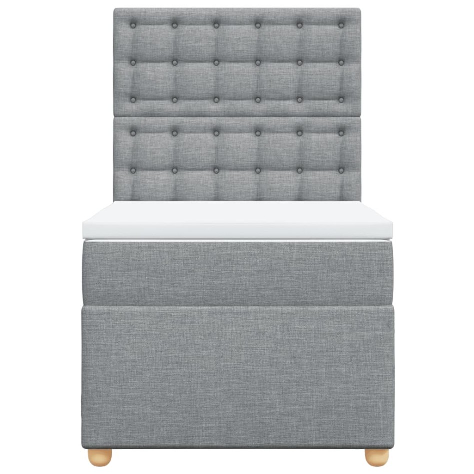 Cama box spring con colchón tela gris claro 100x200