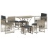 Set comedor jardín 7 pzas y cojines ratán sintético gris
