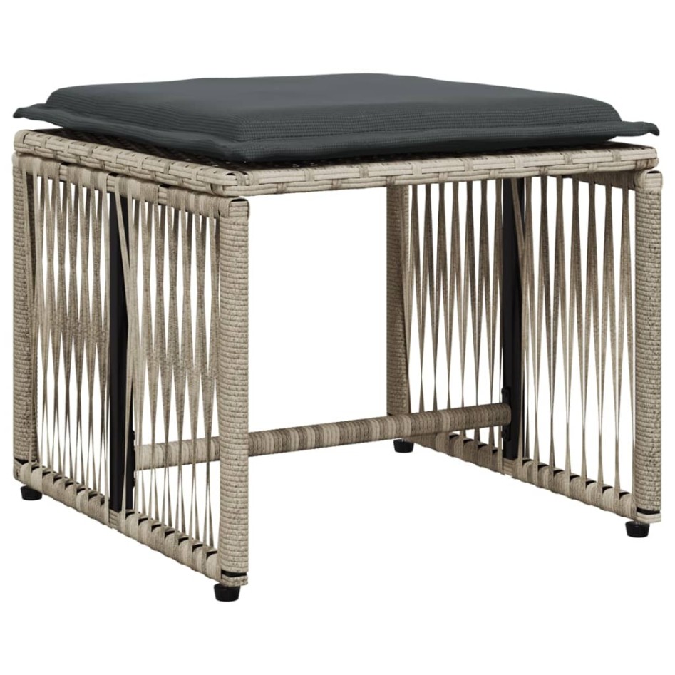 Set comedor jardín 7 pzas y cojines ratán sintético gris