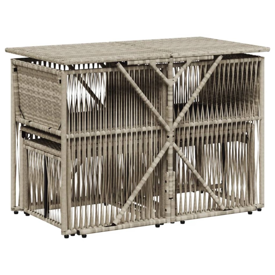 Set comedor jardín 7 pzas y cojines ratán sintético gris