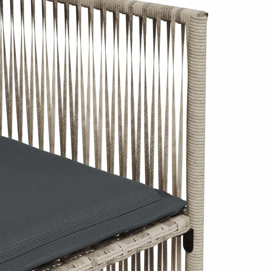 Set comedor jardín 7 pzas y cojines ratán sintético gris