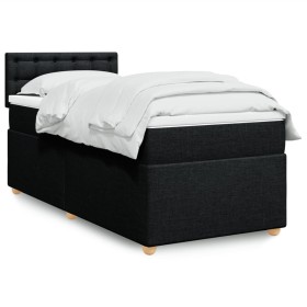 Cama box spring con colchón tela negro 90x190