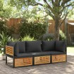 Set de sofás de jardín con cojines 3 pzas madera maciza acacia