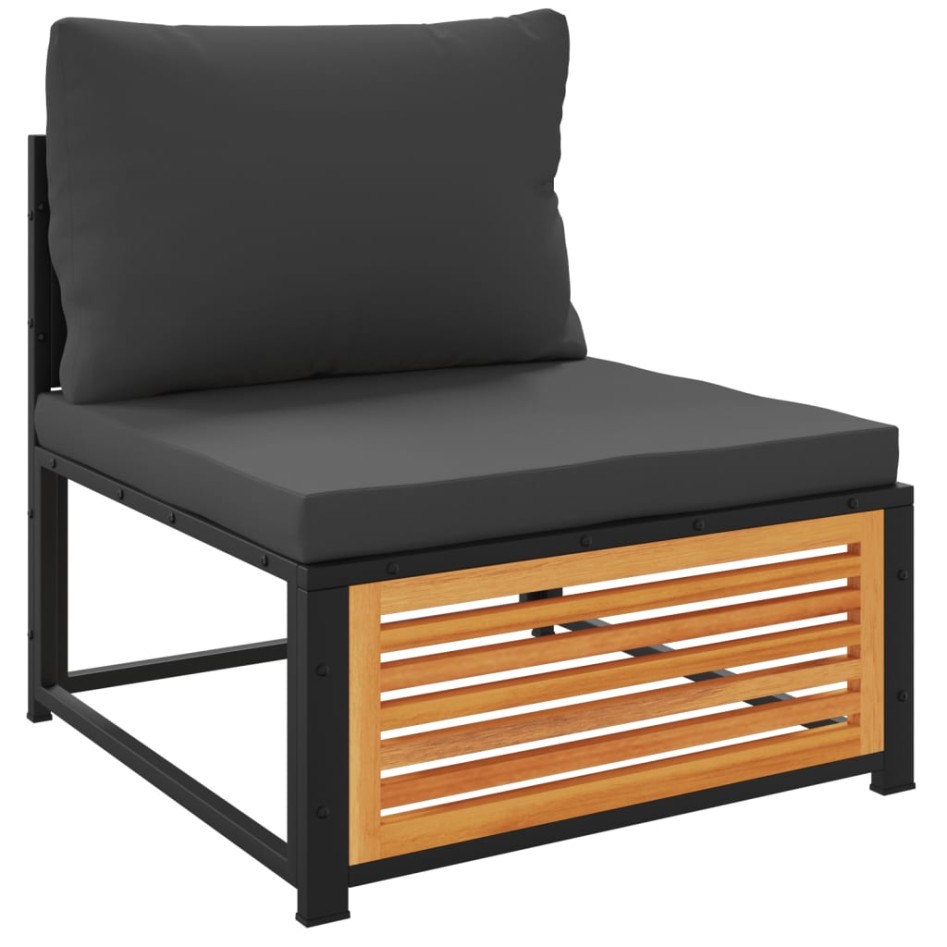 Set de sofás de jardín con cojines 3 pzas madera maciza