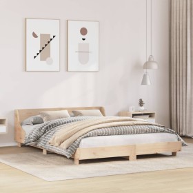 Estructura de cama sin colchón madera maciza de pino 140x190