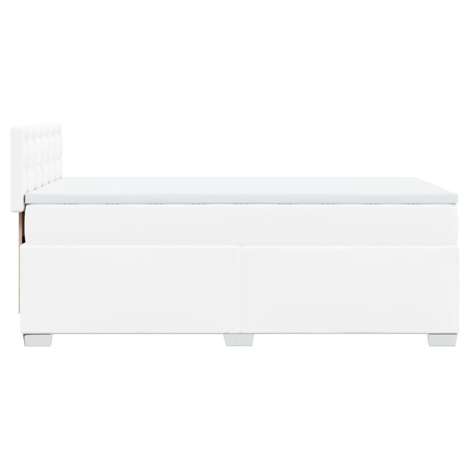 Cama box spring con colchón cuero sintético blanco 90x190