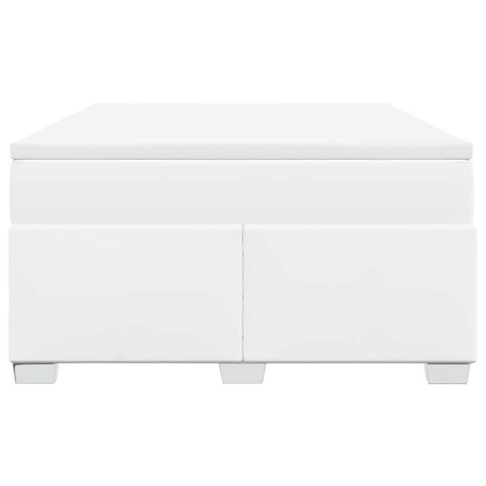 Cama box spring con colchón cuero sintético blanco