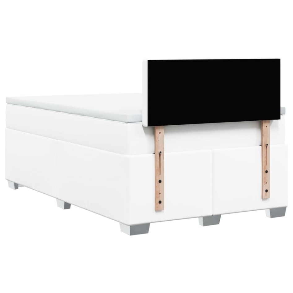 Cama box spring con colchón cuero sintético blanco 120x190