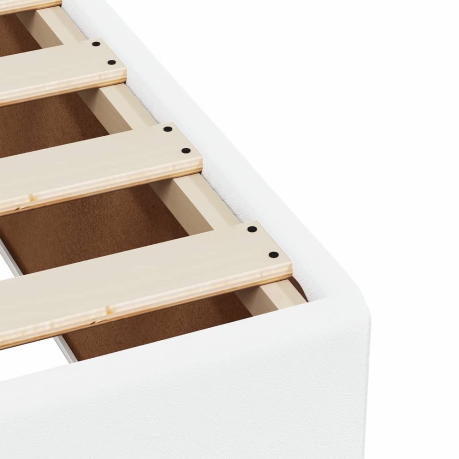 Cama box spring con colchón cuero sintético blanco 120x190