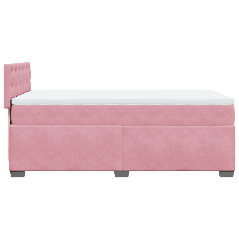Cama box spring con colchón terciopelo rosa 90x200