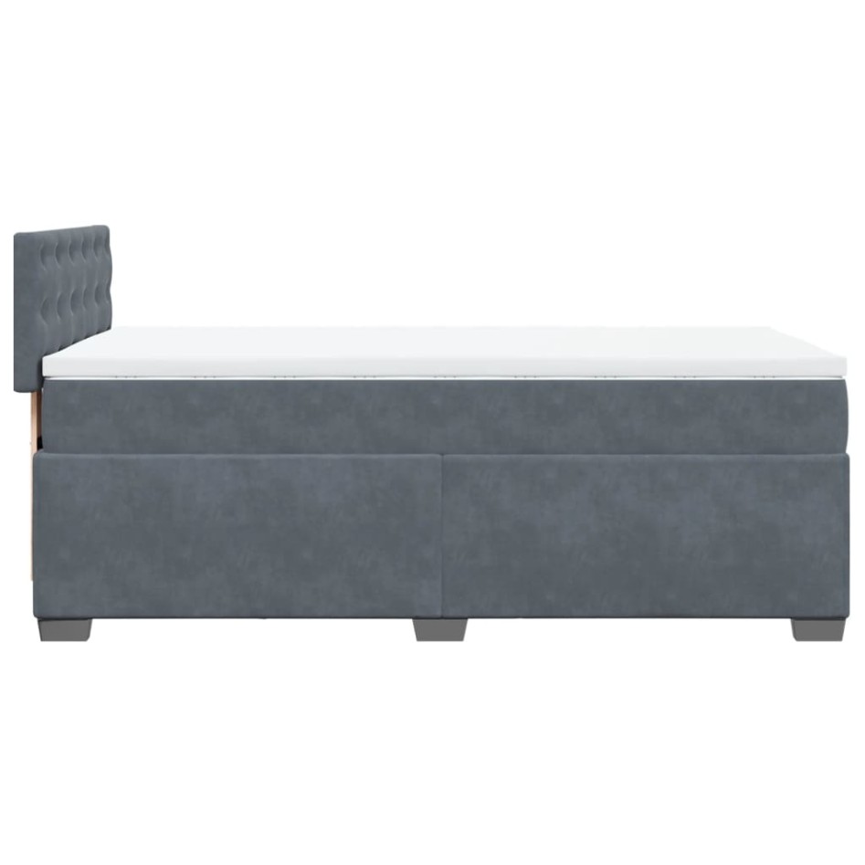 Cama box spring con colchón terciopelo gris oscuro 90x190