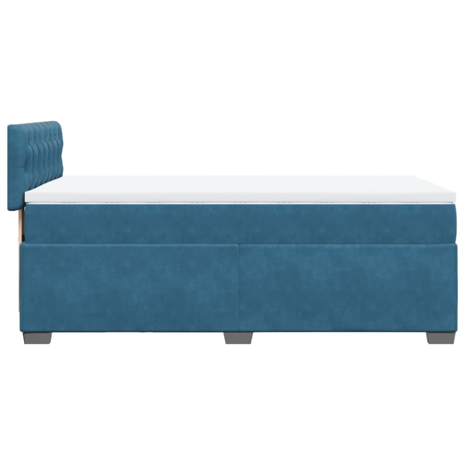 Cama box spring con colchón terciopelo azul oscuro 90x200