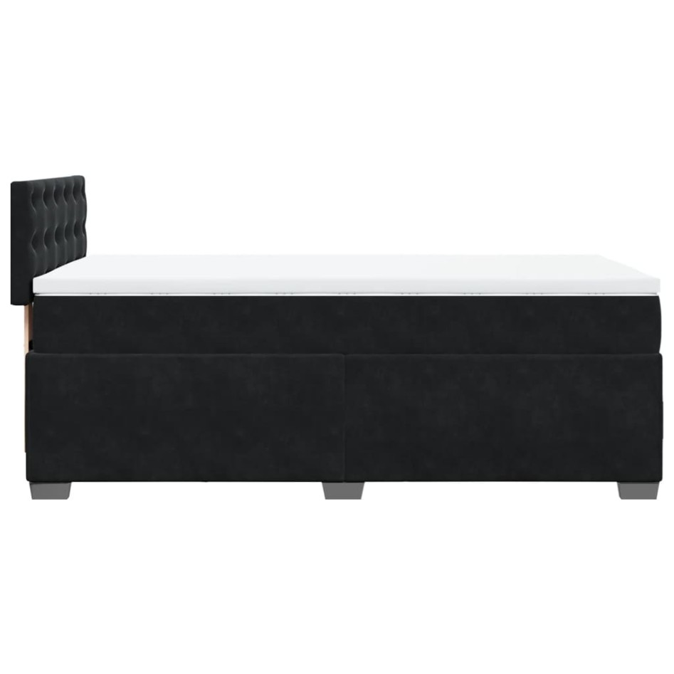 Cama box spring con colchón terciopelo negro 100x200
