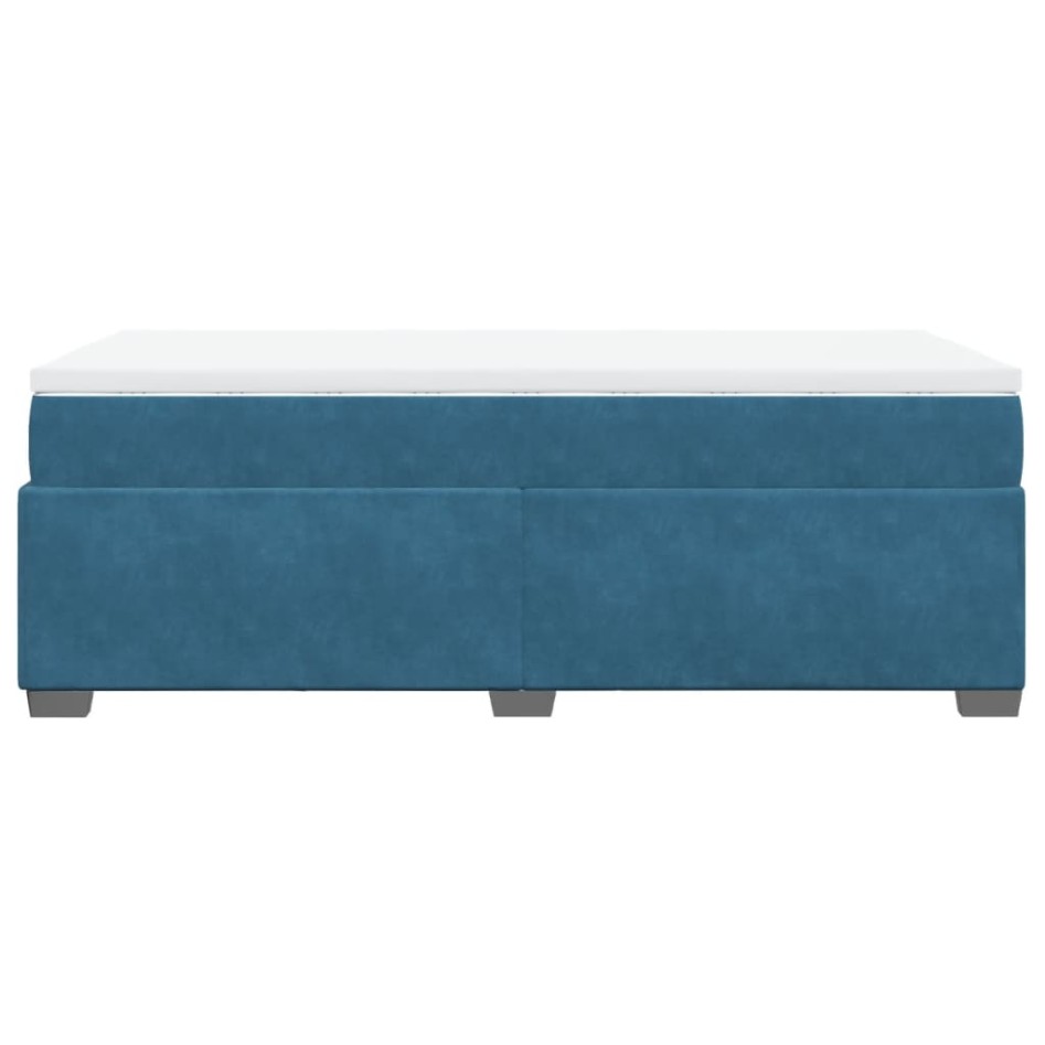 Cama box spring con colchón terciopelo azul oscuro 90x200