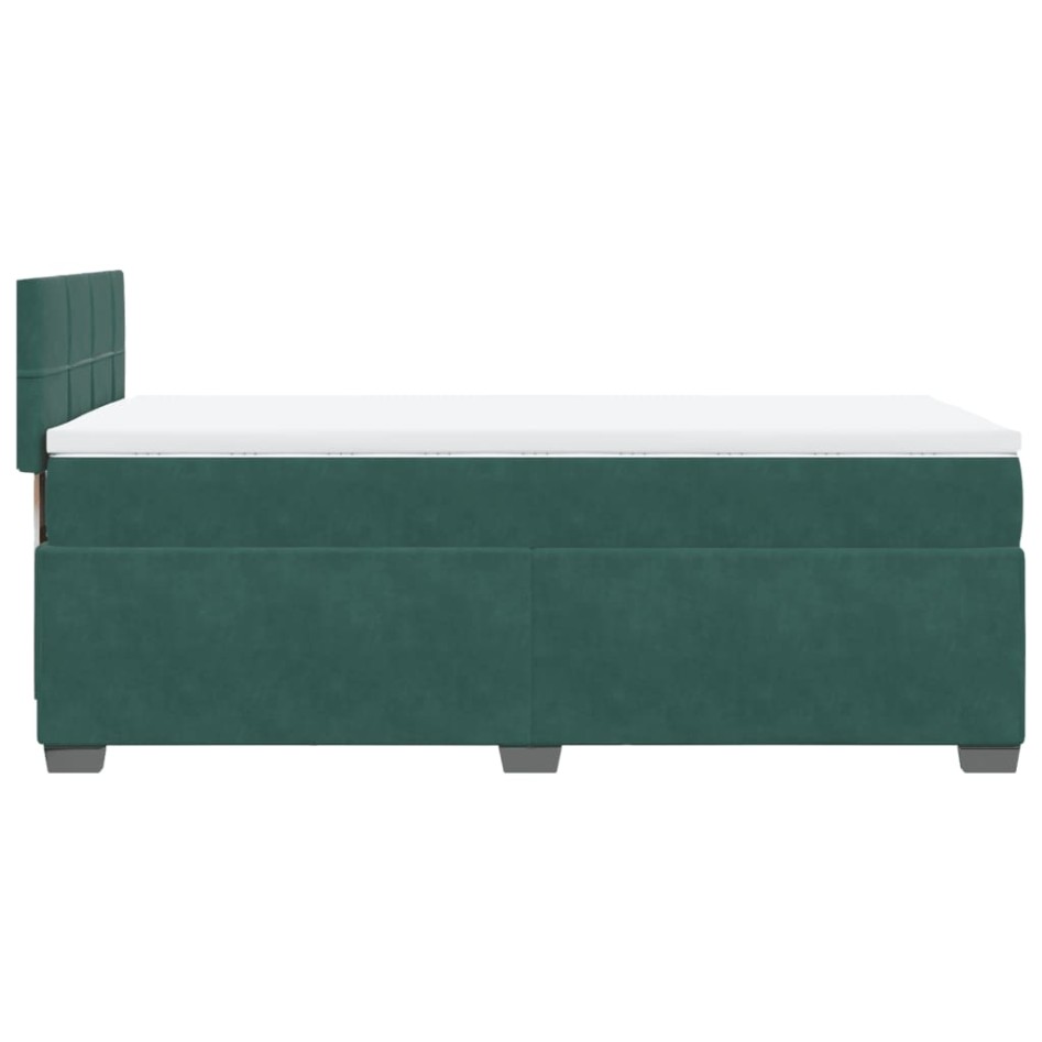 Cama box spring con colchón terciopelo verde oscuro 90x190