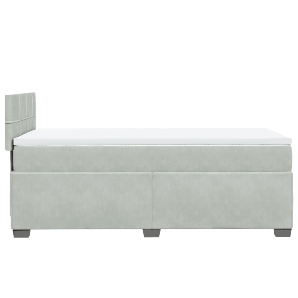 Cama box spring con colchón terciopelo gris claro 100x200