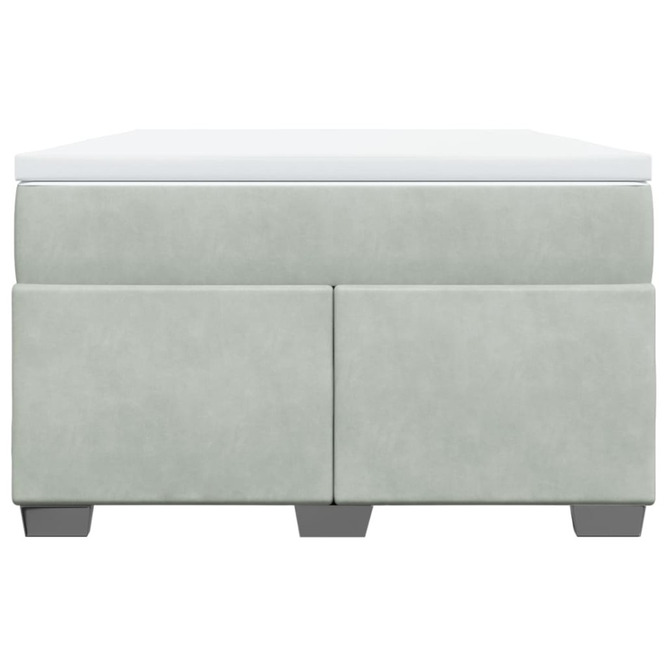 Cama box spring con colchón terciopelo gris claro 120x200
