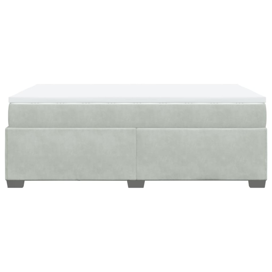 Cama box spring con colchón terciopelo gris claro 120x200
