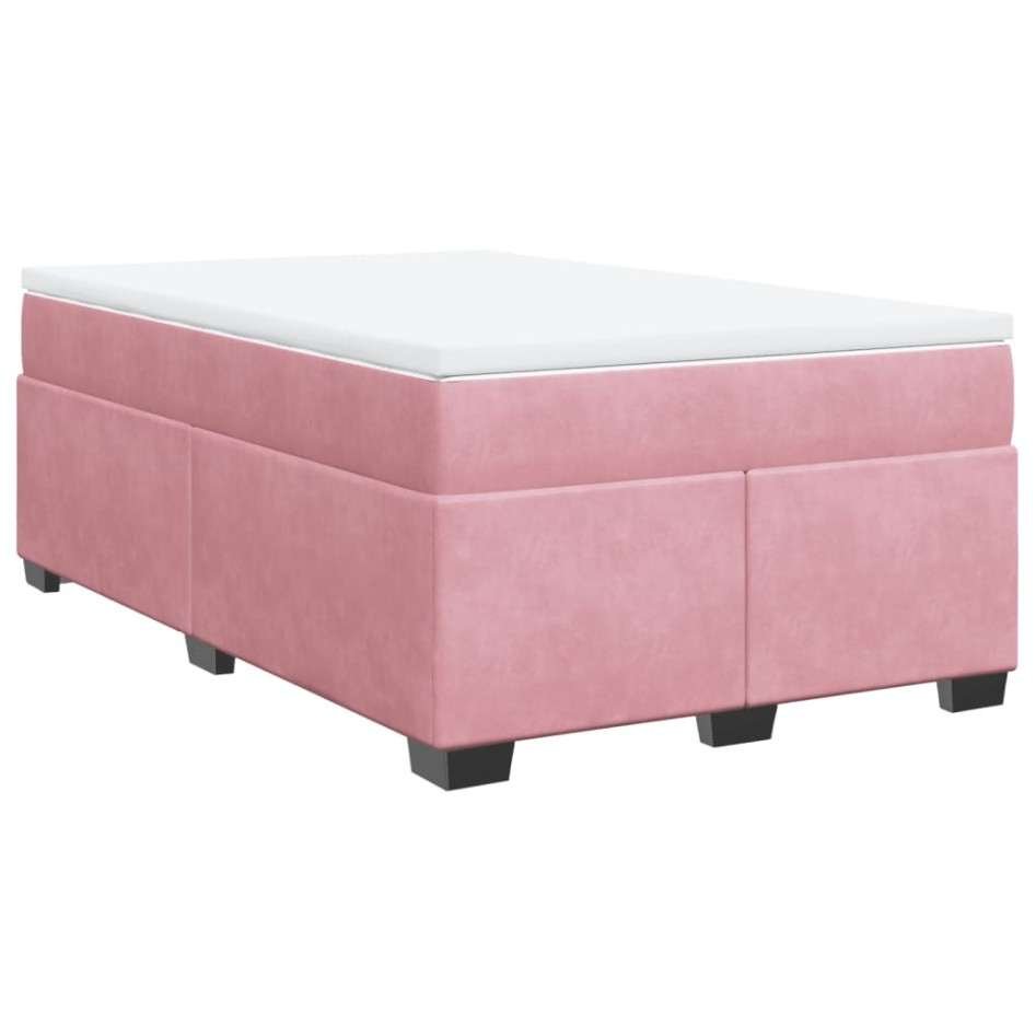 Cama box spring con colchón terciopelo rosa 120x200
