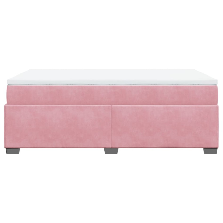 Cama box spring con colchón terciopelo rosa 120x200