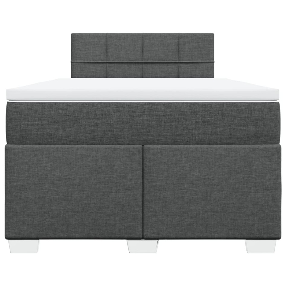 Cama box spring con colchón tela gris oscuro 120x200