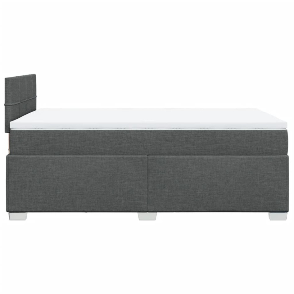 Cama box spring con colchón tela gris oscuro 120x200