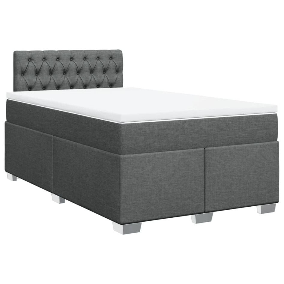 Cama box spring con colchón tela gris oscuro 120x200