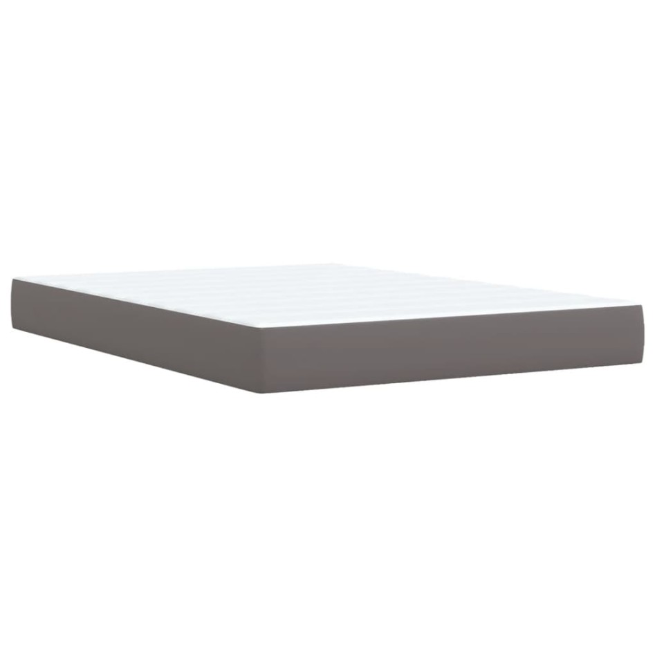 Cama box spring con colchón cuero sintético gris 140x200
