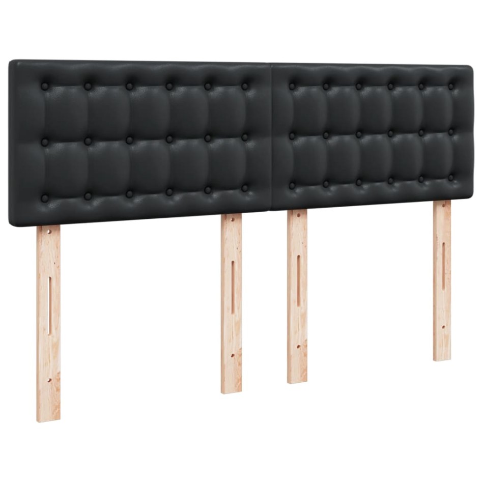 Cama box spring con colchón cuero sintético negro