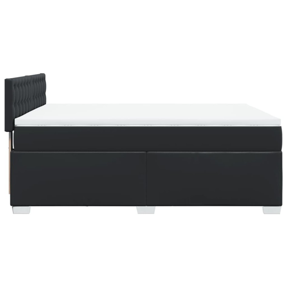 Cama box spring con colchón cuero sintético negro