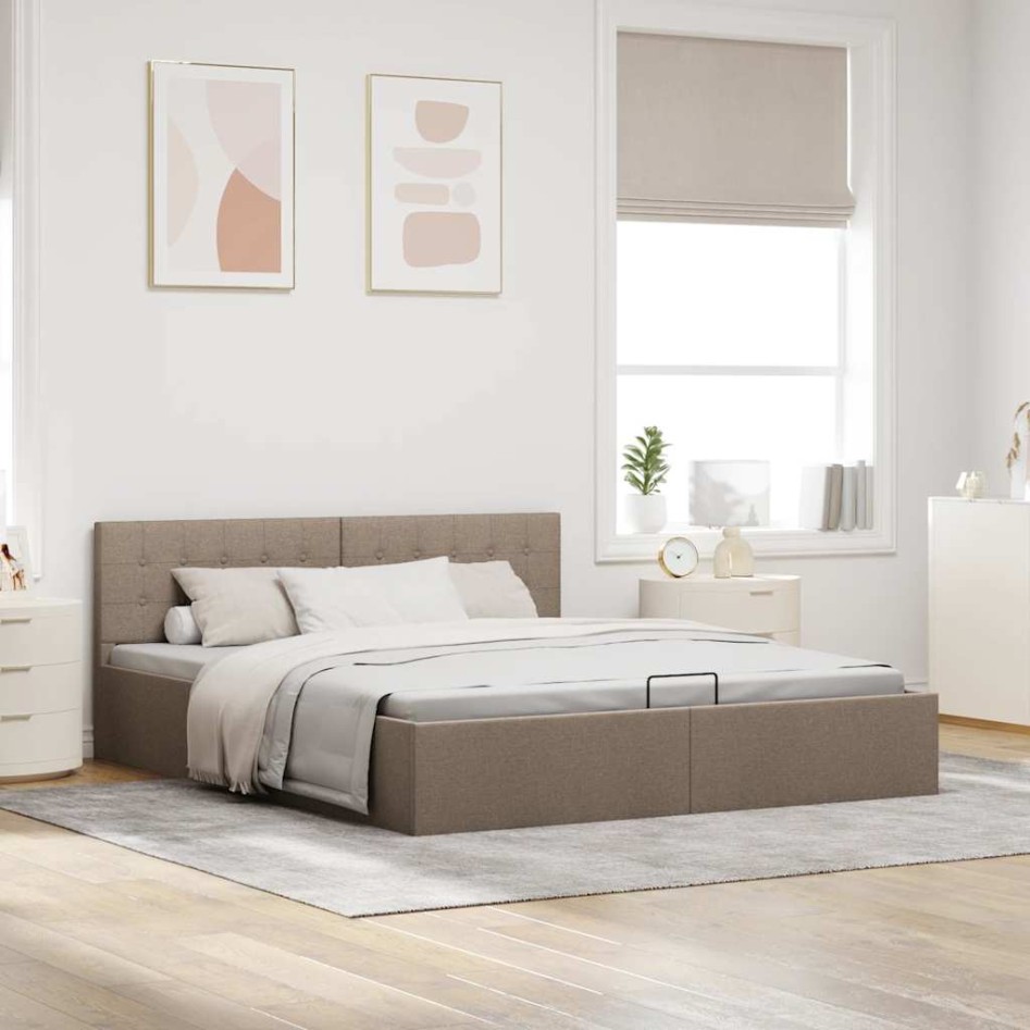 Cama canapé hidráulica almacenaje sin colchón taupe 160x200