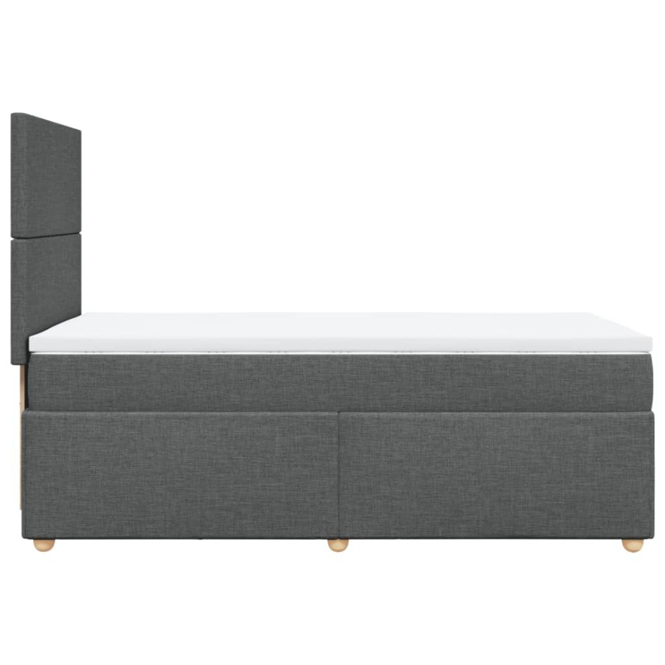 Cama box spring con colchón tela gris oscuro 80x200
