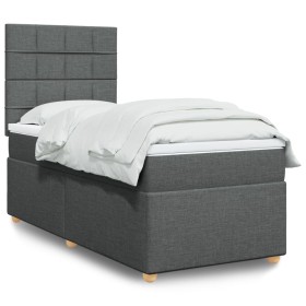 Cama box spring con colchón tela gris oscuro 80x200