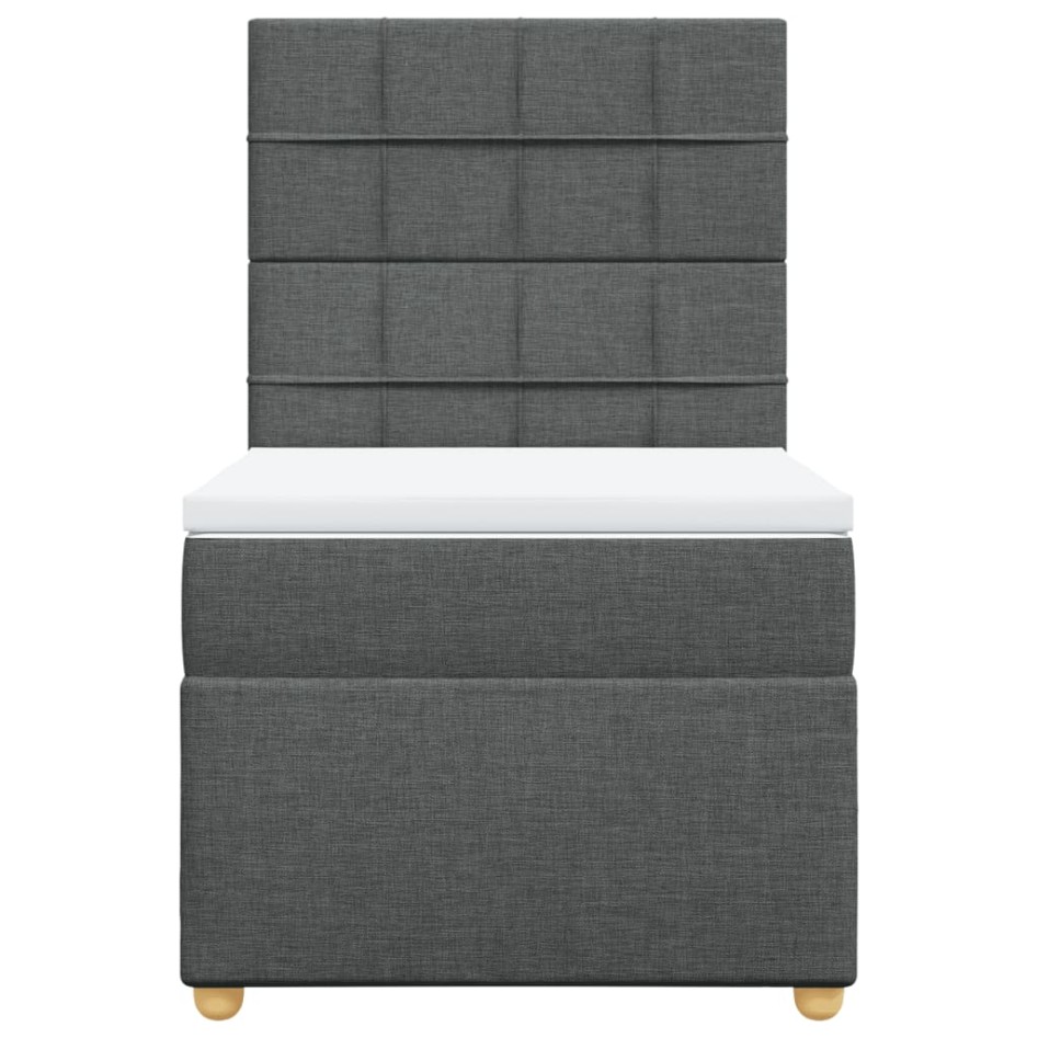 Cama box spring con colchón tela gris oscuro 80x200