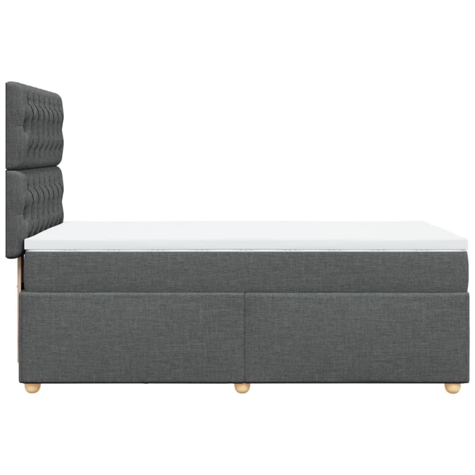 Cama box spring con colchón tela gris oscuro 80x200