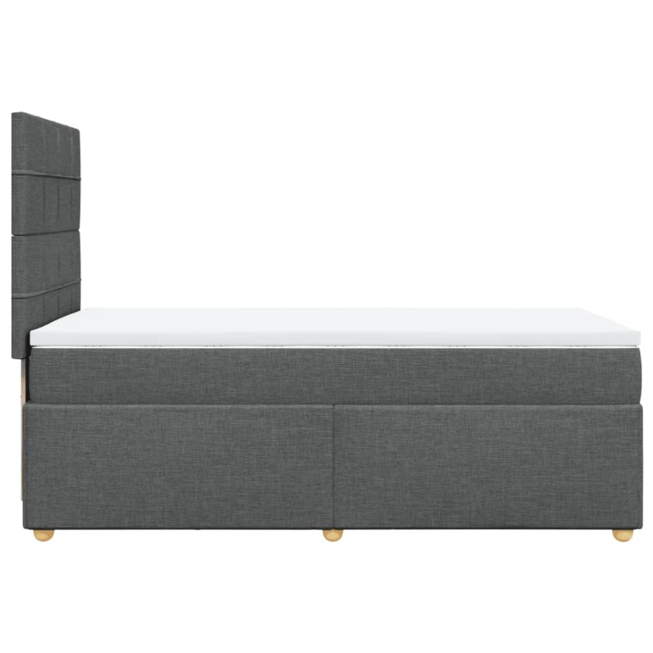Cama box spring con colchón tela gris oscuro 90x190