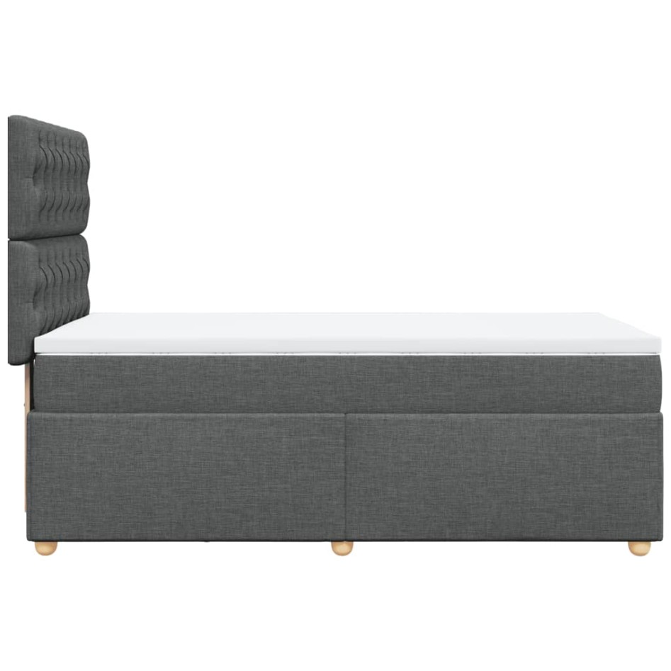 Cama box spring con colchón tela gris oscuro 90x190