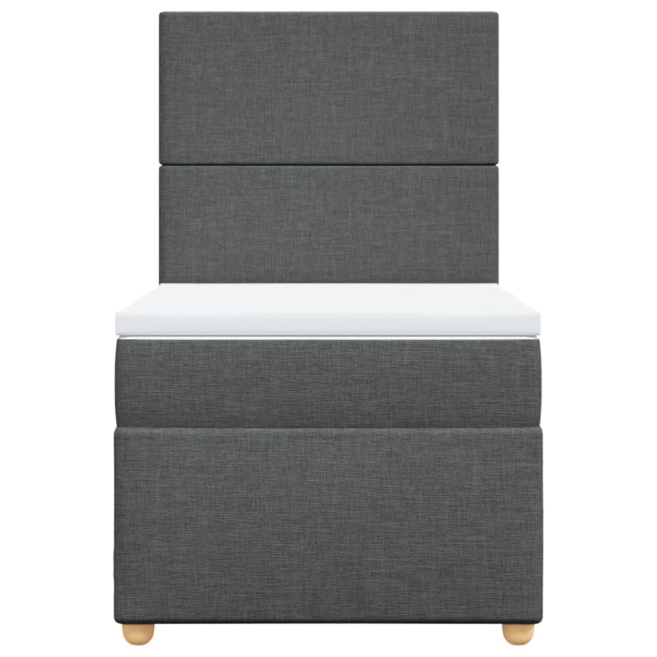Cama box spring con colchón tela gris oscuro 90x200