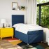 Cama box spring con colchón tela azul 90x200