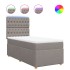 Cama box spring con colchón tela gris taupe 90x200
