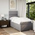 Cama box spring con colchón tela gris taupe 90x200